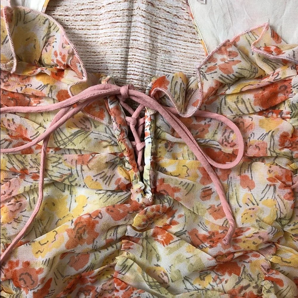 Free People Mabel Fairy Sheet printed ruched‎ blouse with a floral pattern